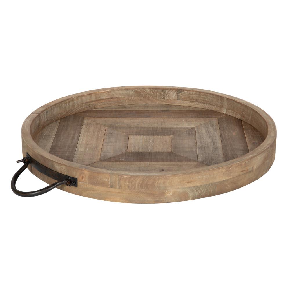 Kate And Laurel Marmora Rustic Brown Decorative Tray 214399 The