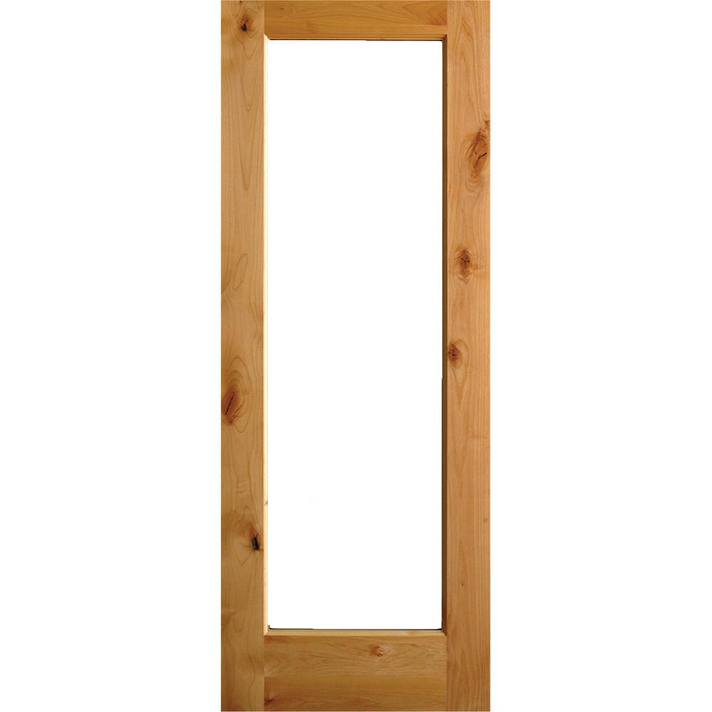 Krosswood Doors 36 In X 80 In Rustic Alder Full Lite Clear Low E Glass Unfinished Wood Left Hand Inswing Exterior Prehung Front Door Phed Ka 400 30 68 134 Lh The Home Depot