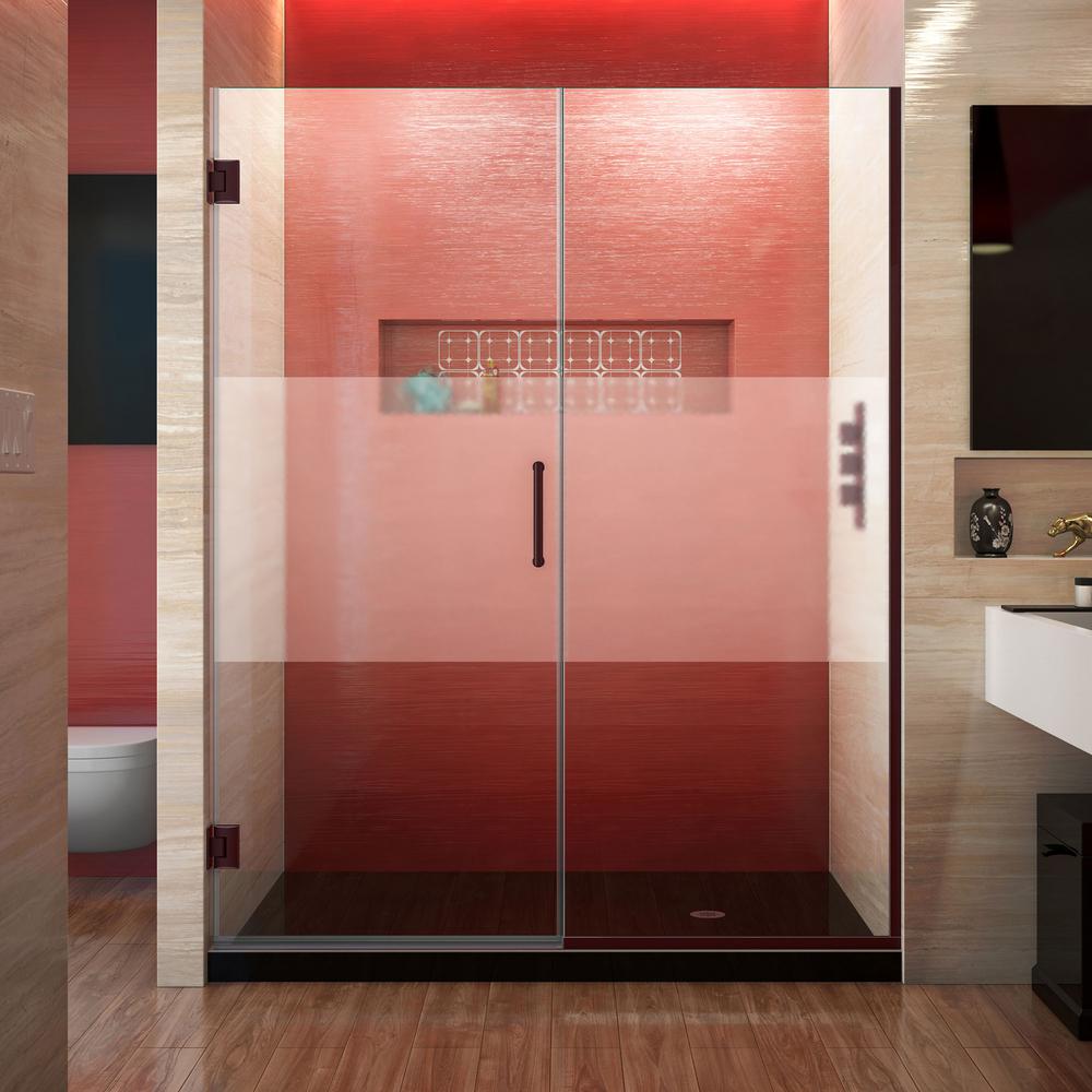 DreamLine Unidoor Plus 581/2 to 59 in. x 72 in. Frameless Hinged Shower Door in Oil Rubbed