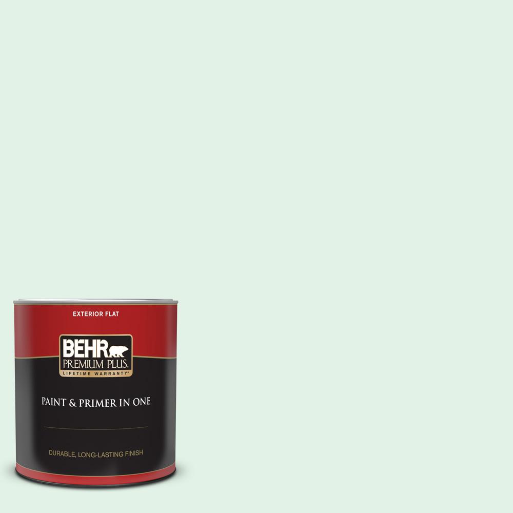 BEHR PREMIUM PLUS 1 qt. 480C1 Light Mint Flat Exterior Paint and