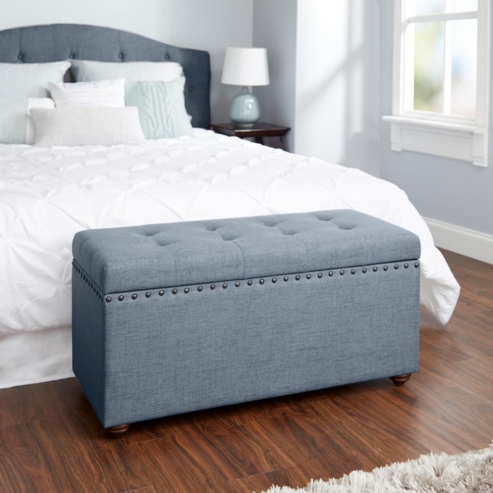 Gray Bedroom Benches Furniture The Penelope Nail Head Dark Gray Storage Bench