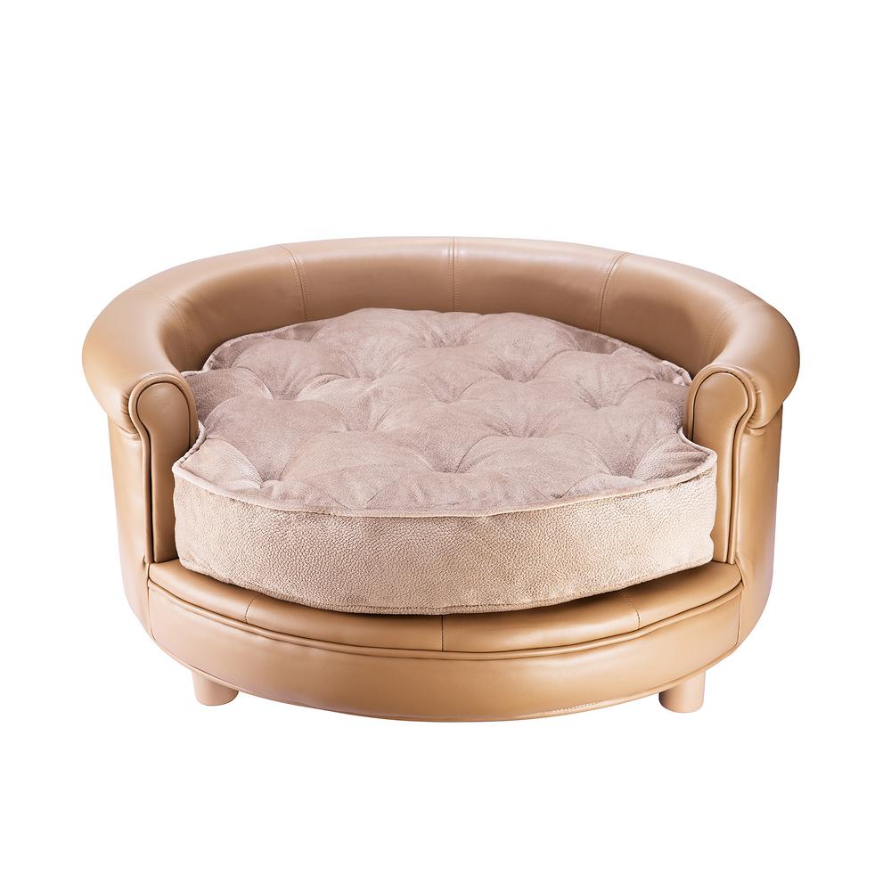 Villacera Chesterfield Large Rich Tan Pet BedHWD630344 The Home Depot