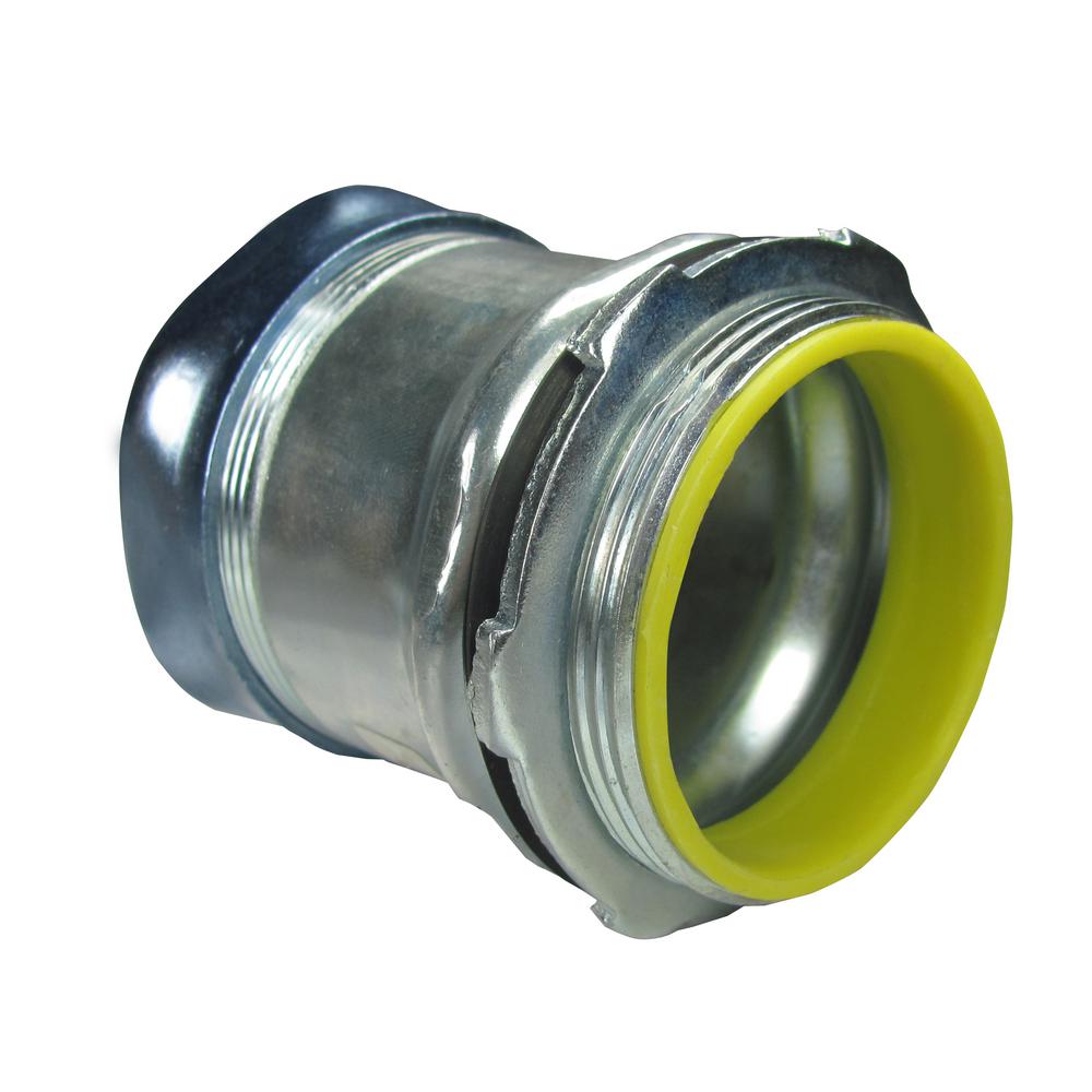 4 in. Steel EMT Raintight Compression Connector with Insulated Throat