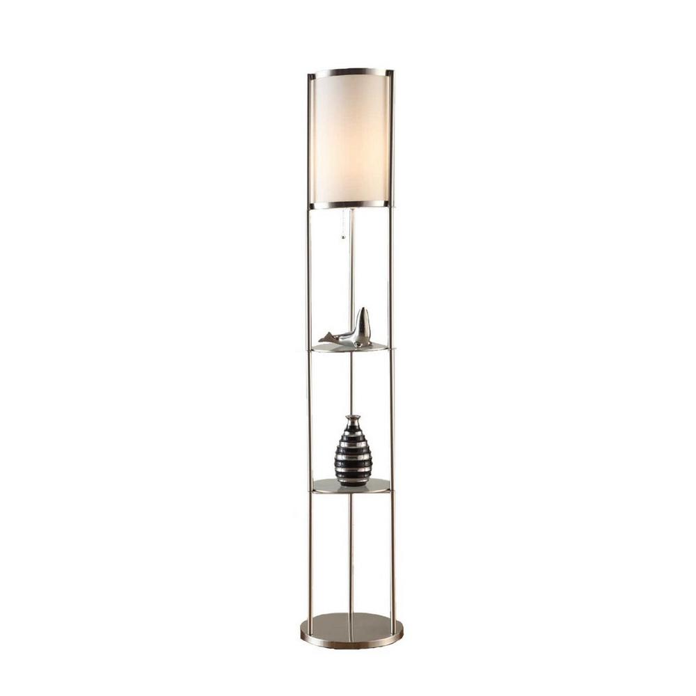 Artiva 63 In Brushed Steel Floor Lamp With Glass Shelf A21040fln Brushed Steel Floor Lamp With Glass Shelf
