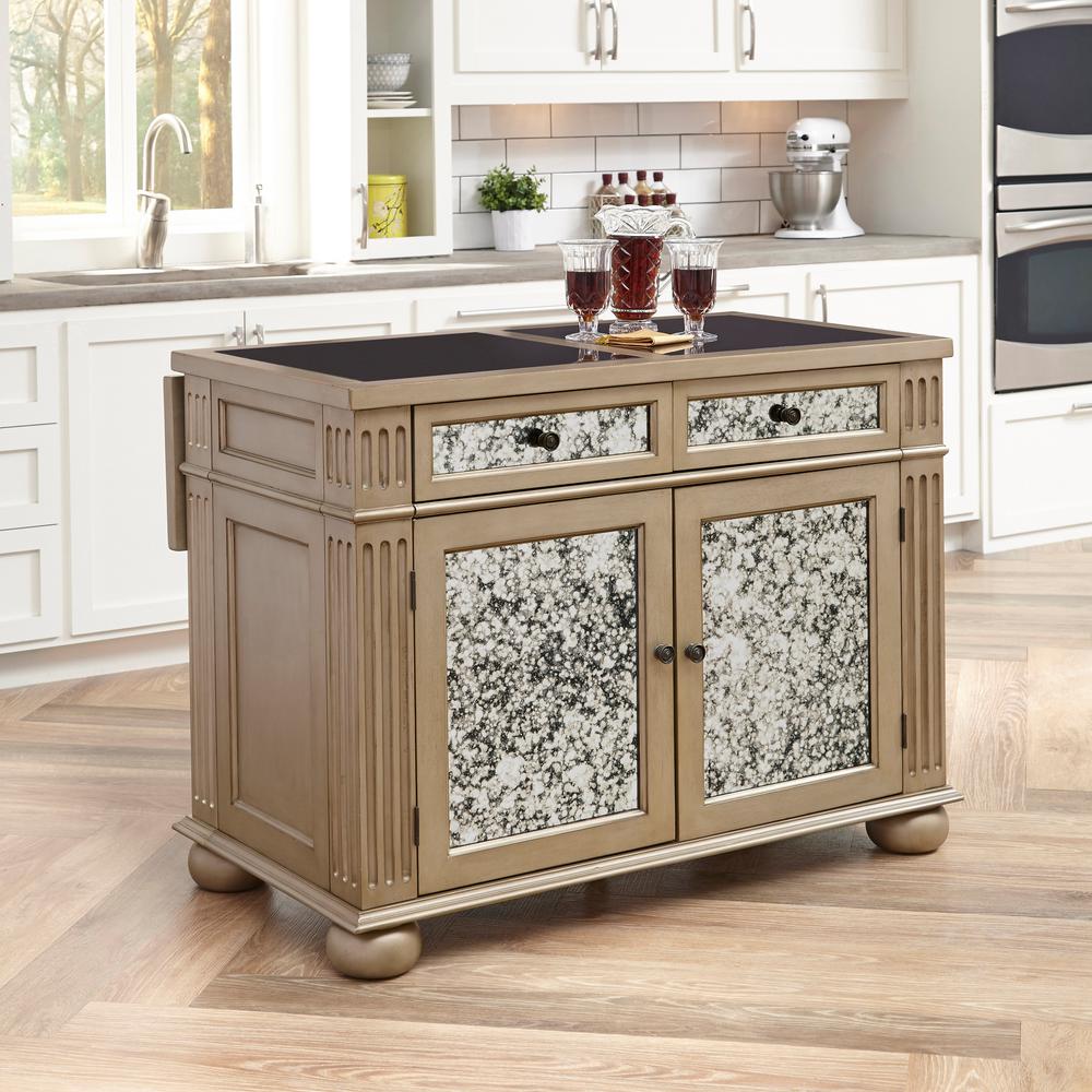 Home Styles Visions Silver And Gold Champagne Kitchen Island With