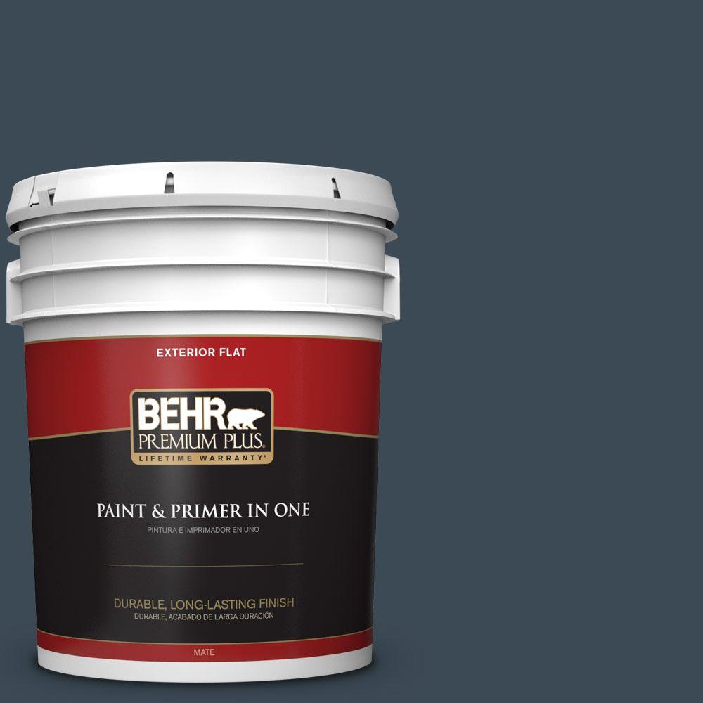 BEHR Premium Plus 5gal. BXC26 New Navy Blue Flat Exterior Paint430005 The Home Depot