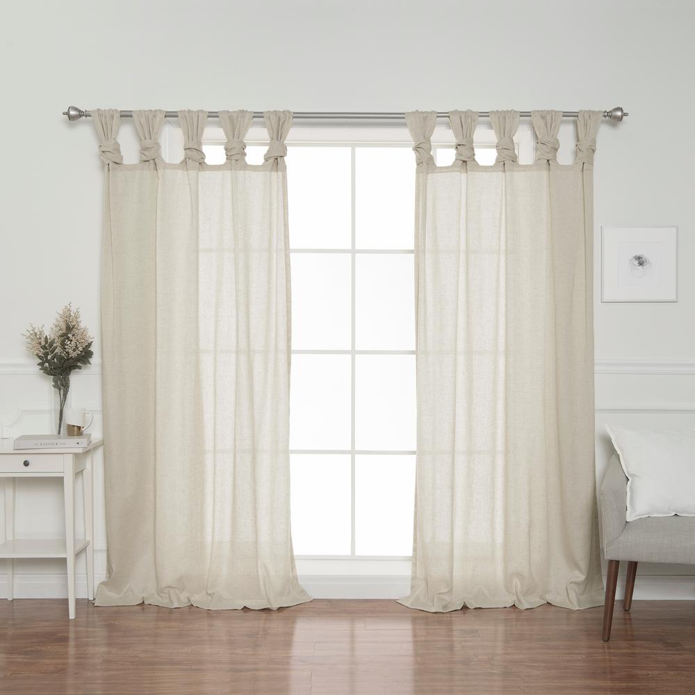 Natural Faux Linen Twist Tab Curtain Panel - 84 inch L x 52 inch W (2-Pack)