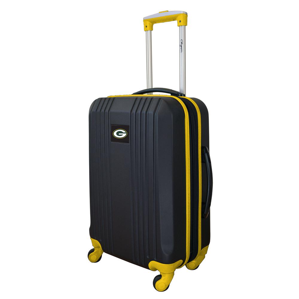 green hard case luggage