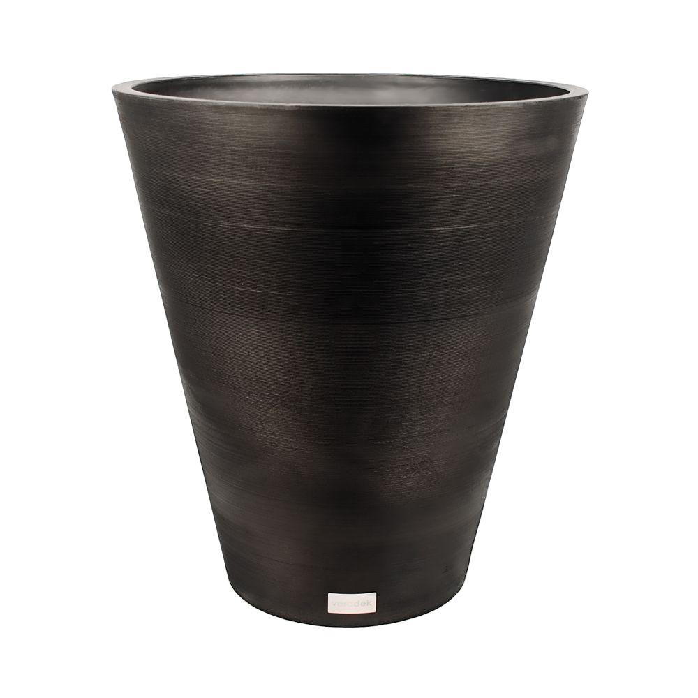 Veradek Kobo 15 1 2 In Round Black Plastic Planter KV18B The Home Depot   Black Veradek Planters Kv18b 64 1000 