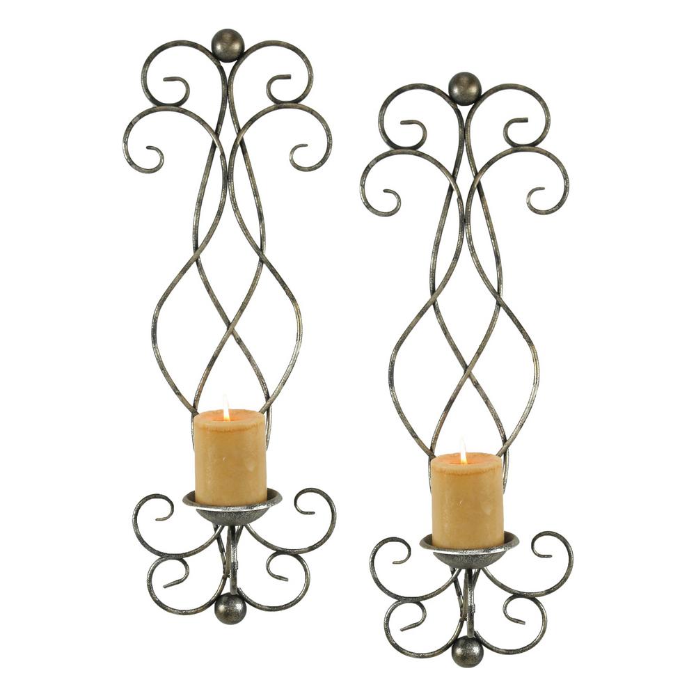 Estelle Silver Candle Wall Sconce Set Of 2 6625 The Home Depot Estelle Silver Candle Wall Sconce Set Of 2