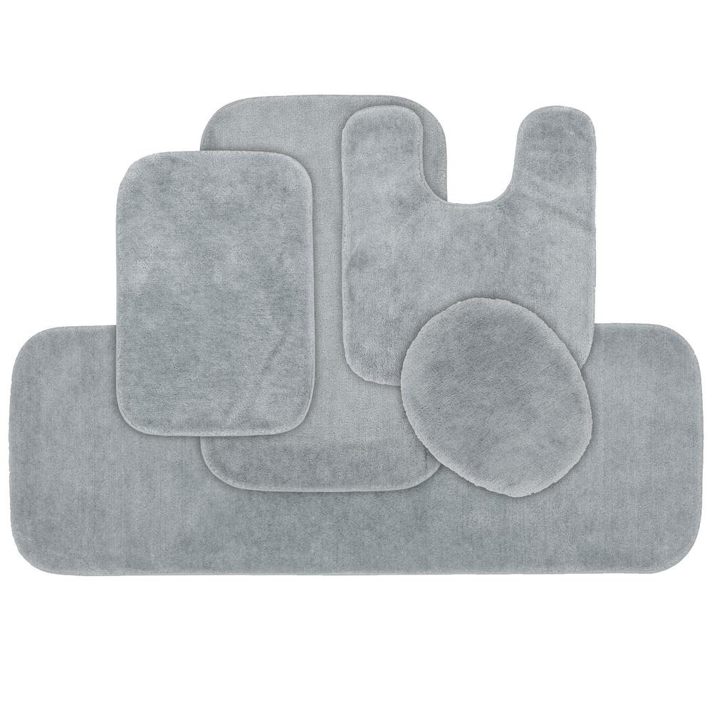 Garland Rug Traditional Platinum Gray 5 Piece Washable Bathroom - 5 Piece Bathroom Rug Set Black Garland Rug Traditional Platinum Gray 5 Piece Washable Bathroom - 5 Piece Bathroom Rug Set Black