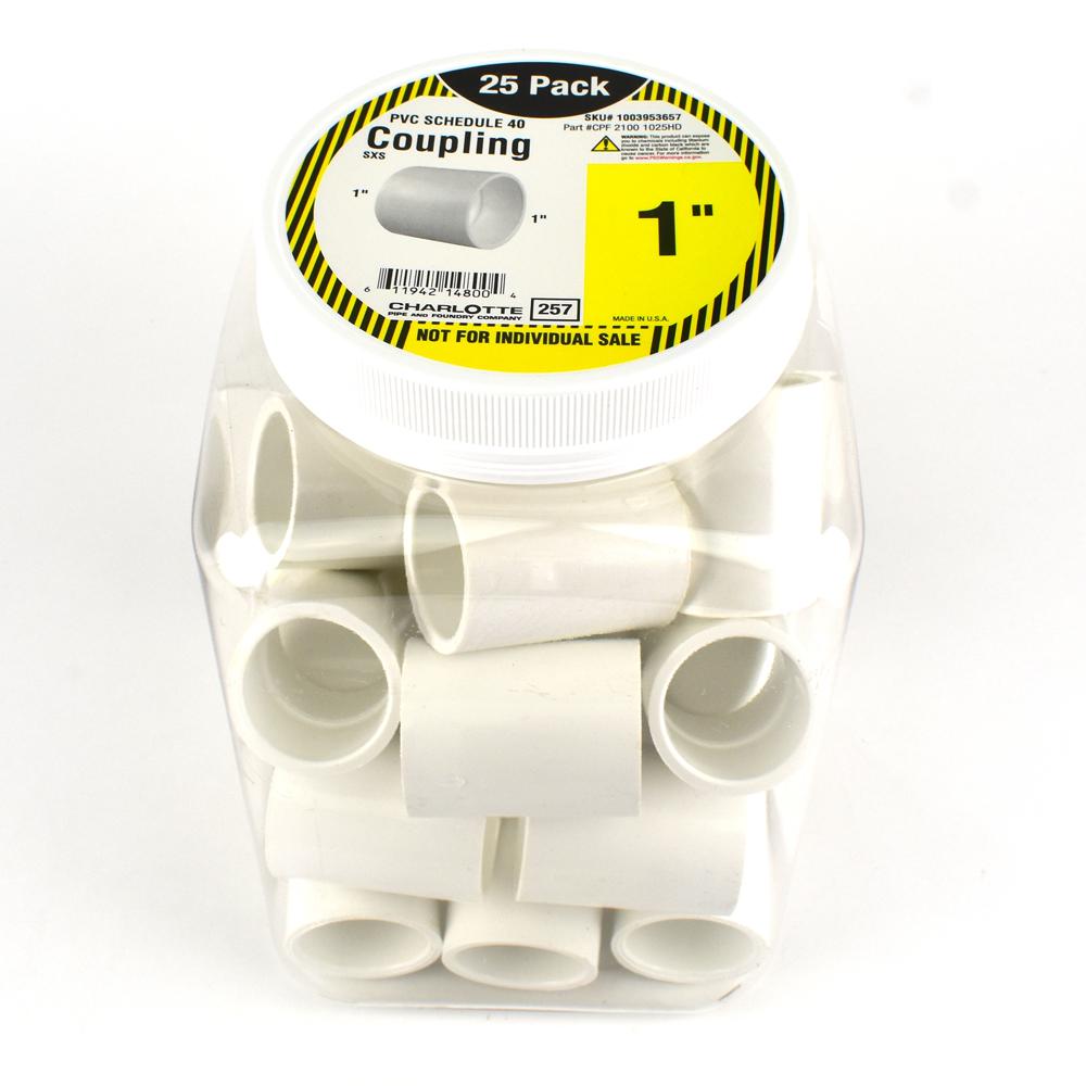 Charlotte Pipe 1 in. PVC Sch 40 Coupling SxS (25Pack)PVC 02100 1025HD