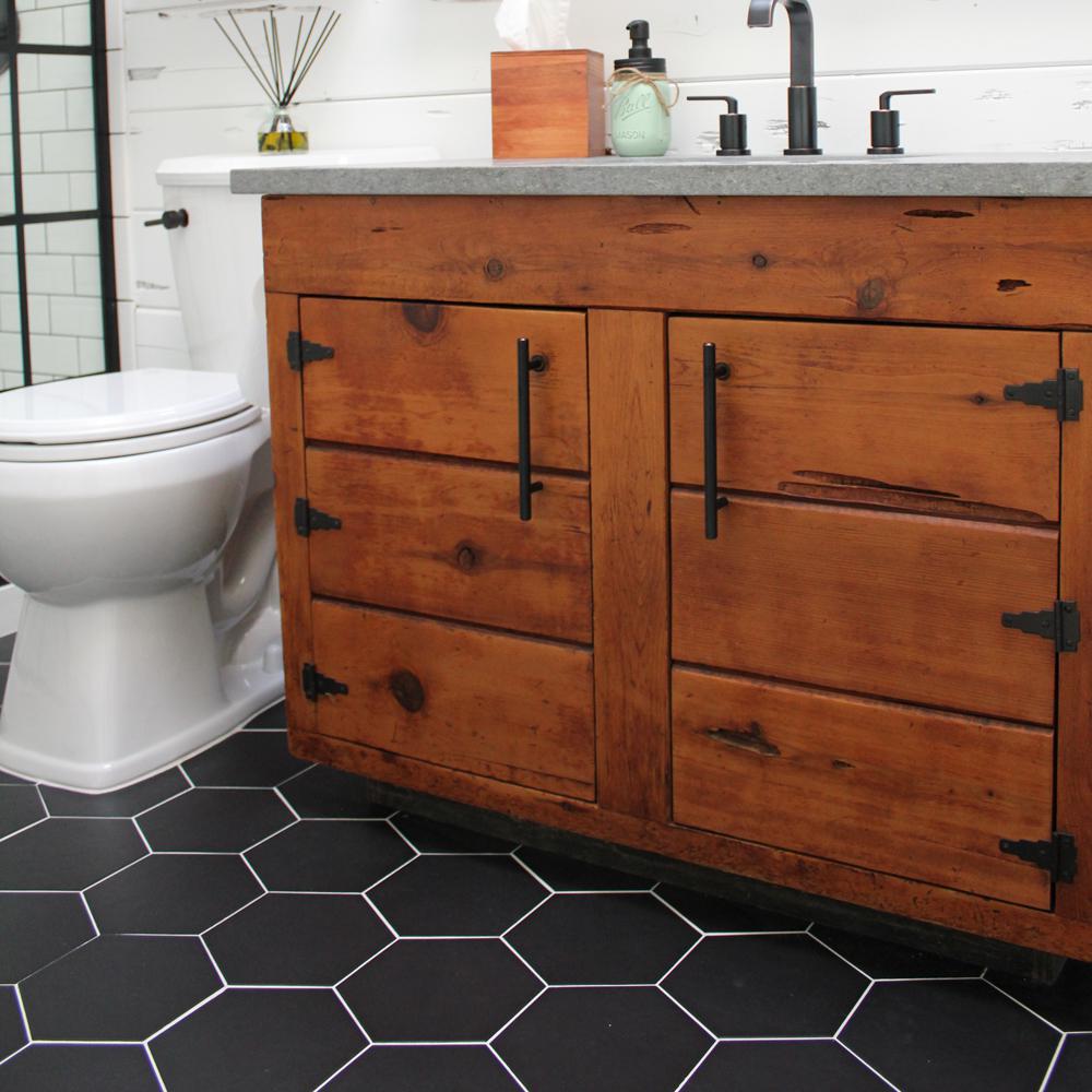 Merola Tile Textile Hex Black 8 5 In X 9 7 Porcelain Floor And Wall 11 56 Sq Ft Case Fcd10btx The Home Depot Merola Tile Textile Hex Black 8 5 In