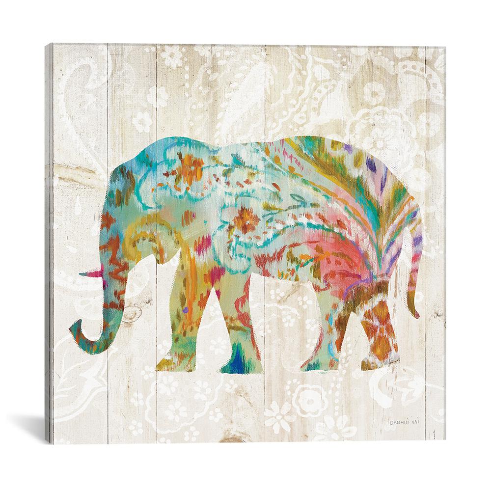 Boho Paisley Elephant Ii By Danhui Nai Canvas Wall Art