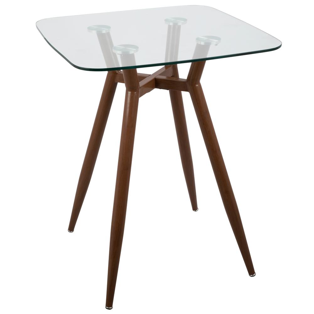 Lumisource Clara Walnut Metal And Clear Gl Square Counter Height