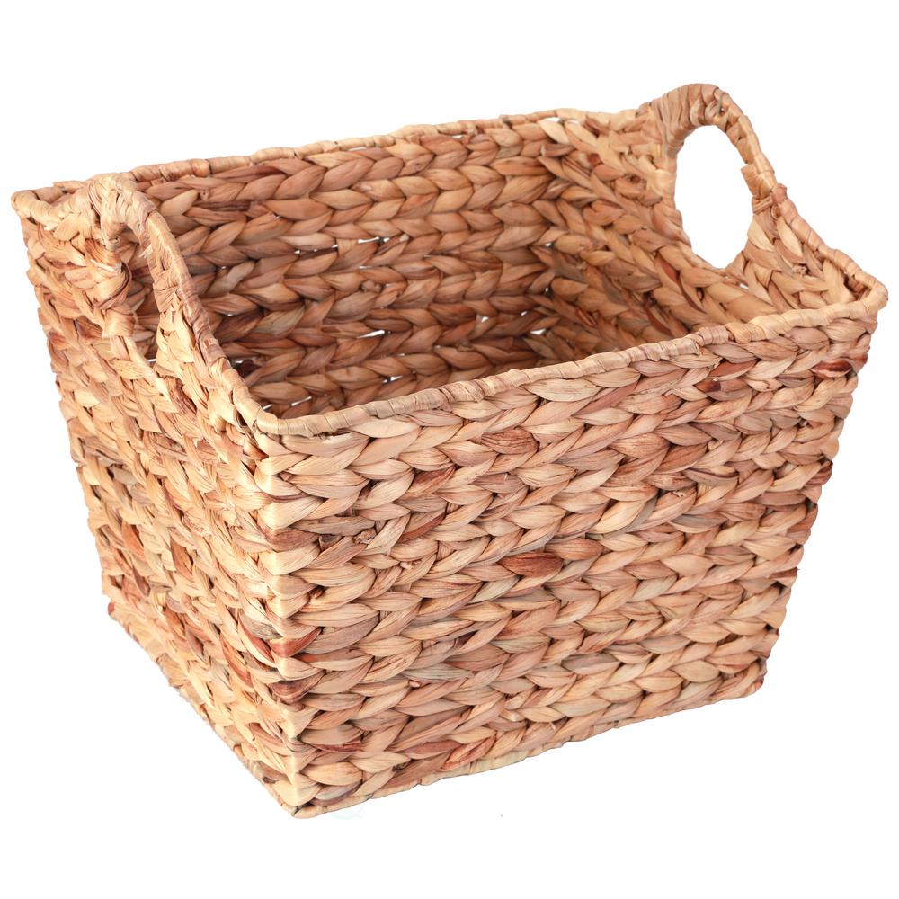Starplast 12 In X 8 7 Stone Wicker Basket 21125 The Home Depot 17 In W X 11 25 H Brown Large Water Hyacinth