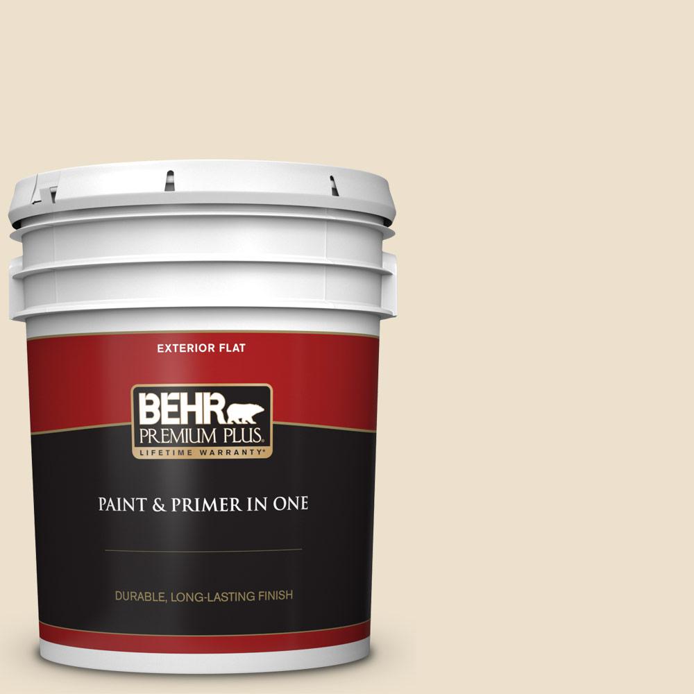 BEHR PREMIUM PLUS 5 gal. #PPU7-15 Ivory Lace Flat Exterior Paint and ...