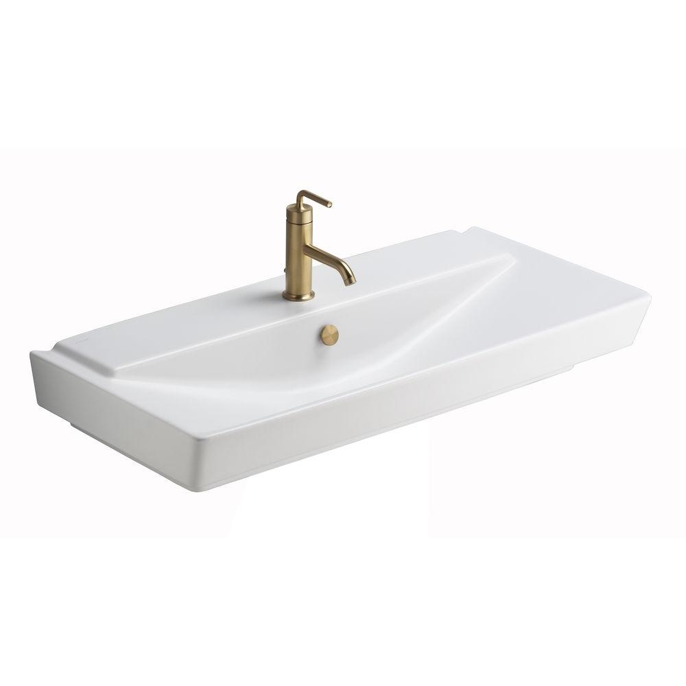 Kohler Reve Self Bathroom Sink In Honed White
