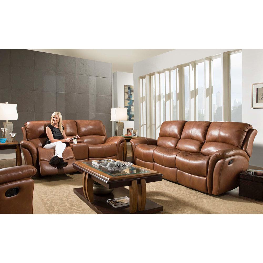 Sofas Loveseats Living Room Furniture The Home Depot Old Gold Alachia Leather Double Reclining Loveseat