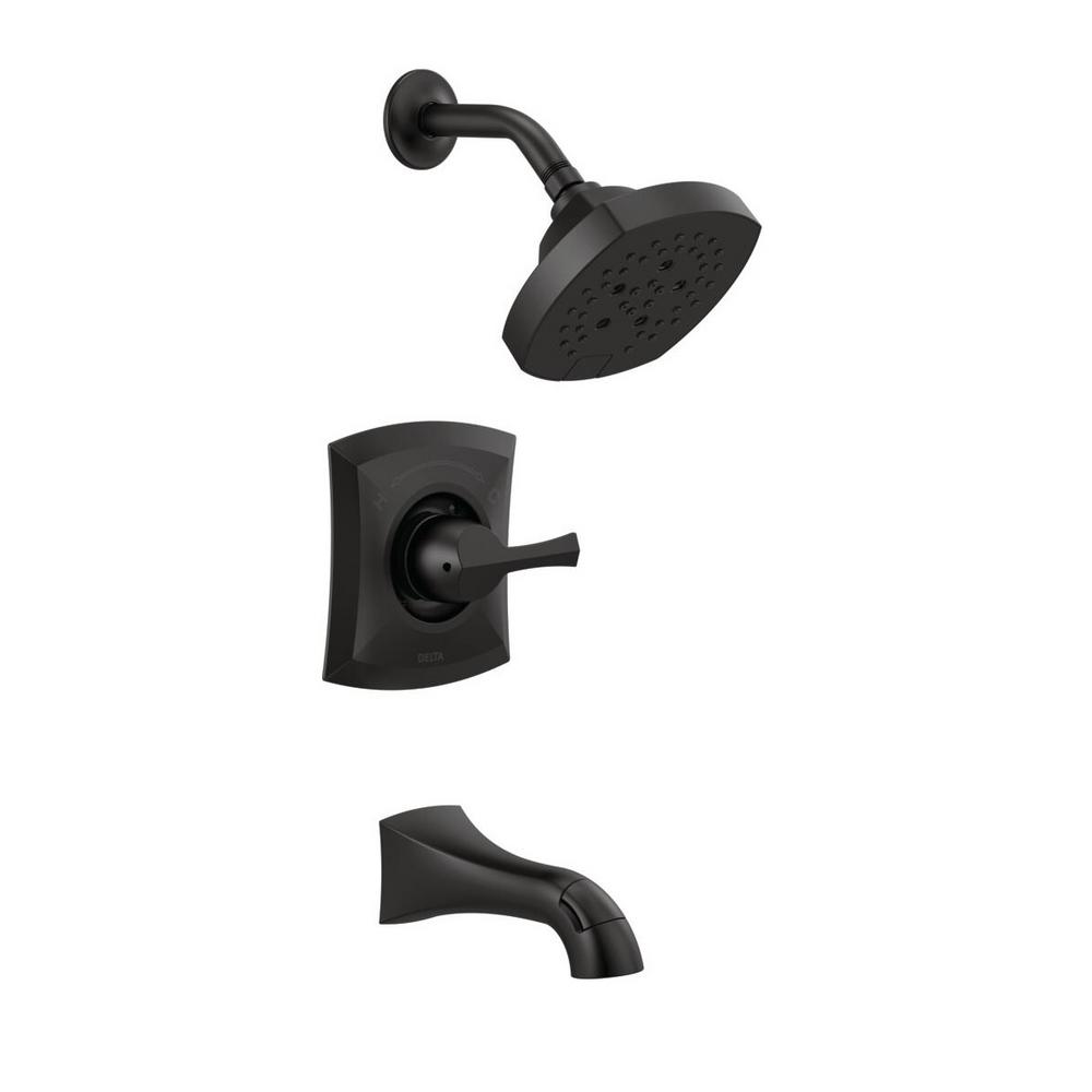 Delta Pierce SingleHandle 5Spray Tub and Shower Faucet in Matte Black