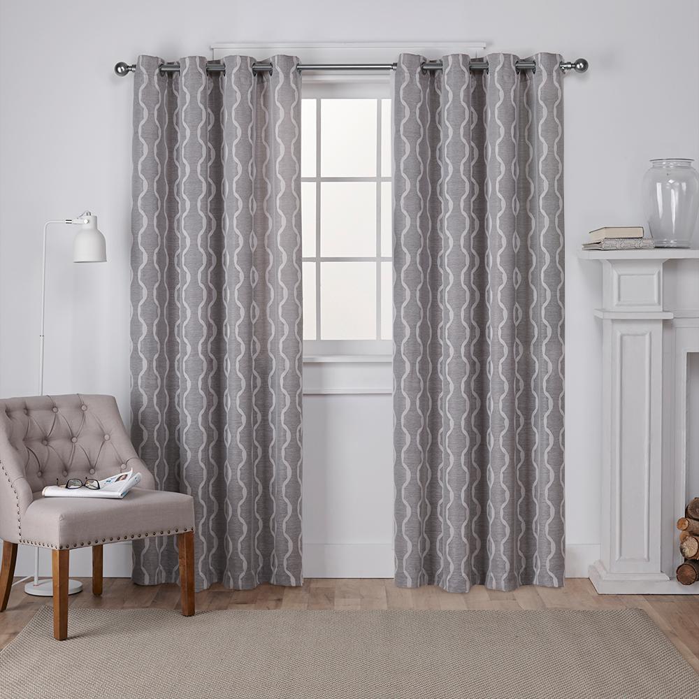 Baroque 54 In W X 96 In L Linen Grommet Top Curtain Panel In Ash