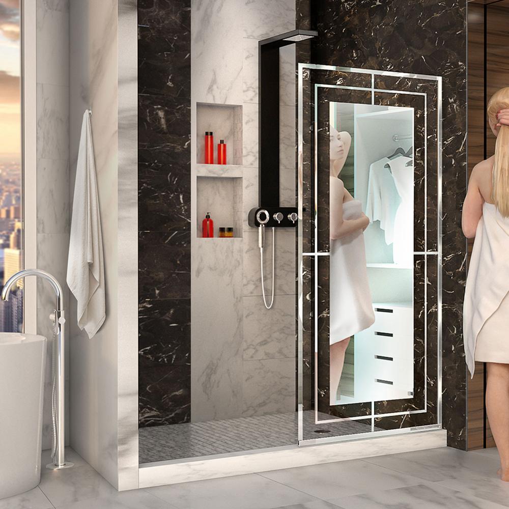 Dreamline Platinum Linea Mira 34 In W X 72 H Frameless Fixed Platinum Linea Mira 34 In W X 72 H Frameless Fixed Shower Door Polished Stainless Steel Without Handle