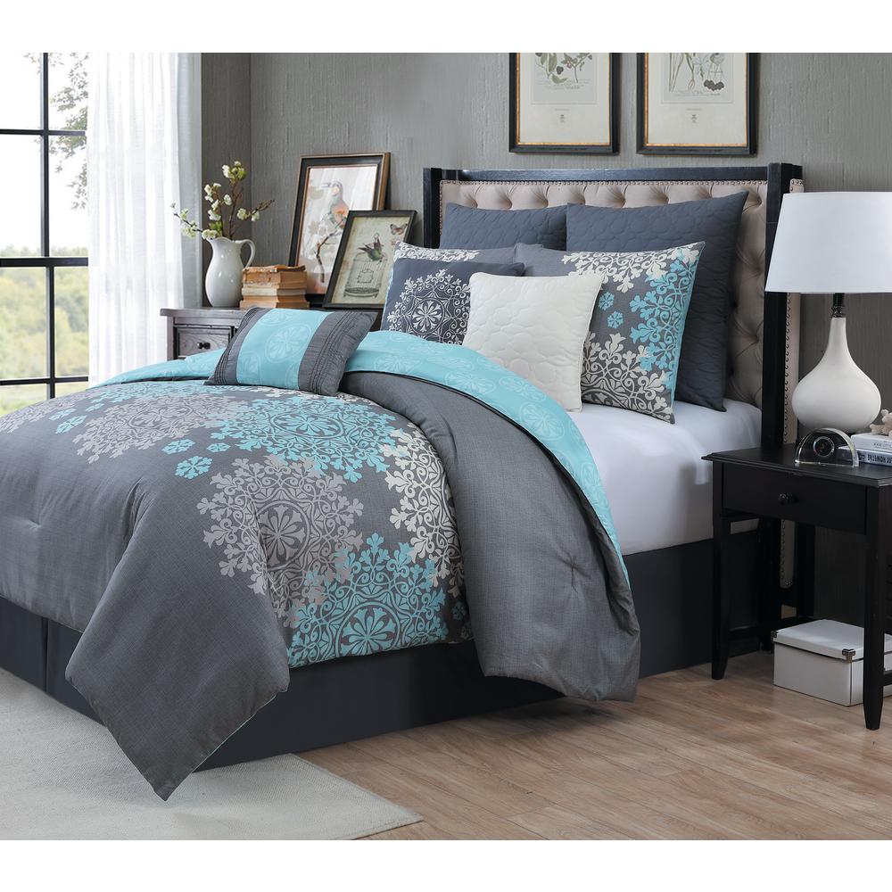 Avondale Manor Amber 9 Piece Aqua King Comforter Set Amb9cskingghaq Avondale Manor Amber 9 Piece Aqua King Comforter Set