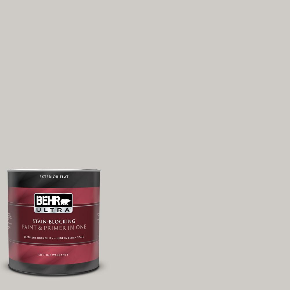 BEHR ULTRA 1 qt. PPU2610 Chic Gray Flat Exterior Paint and Primer in