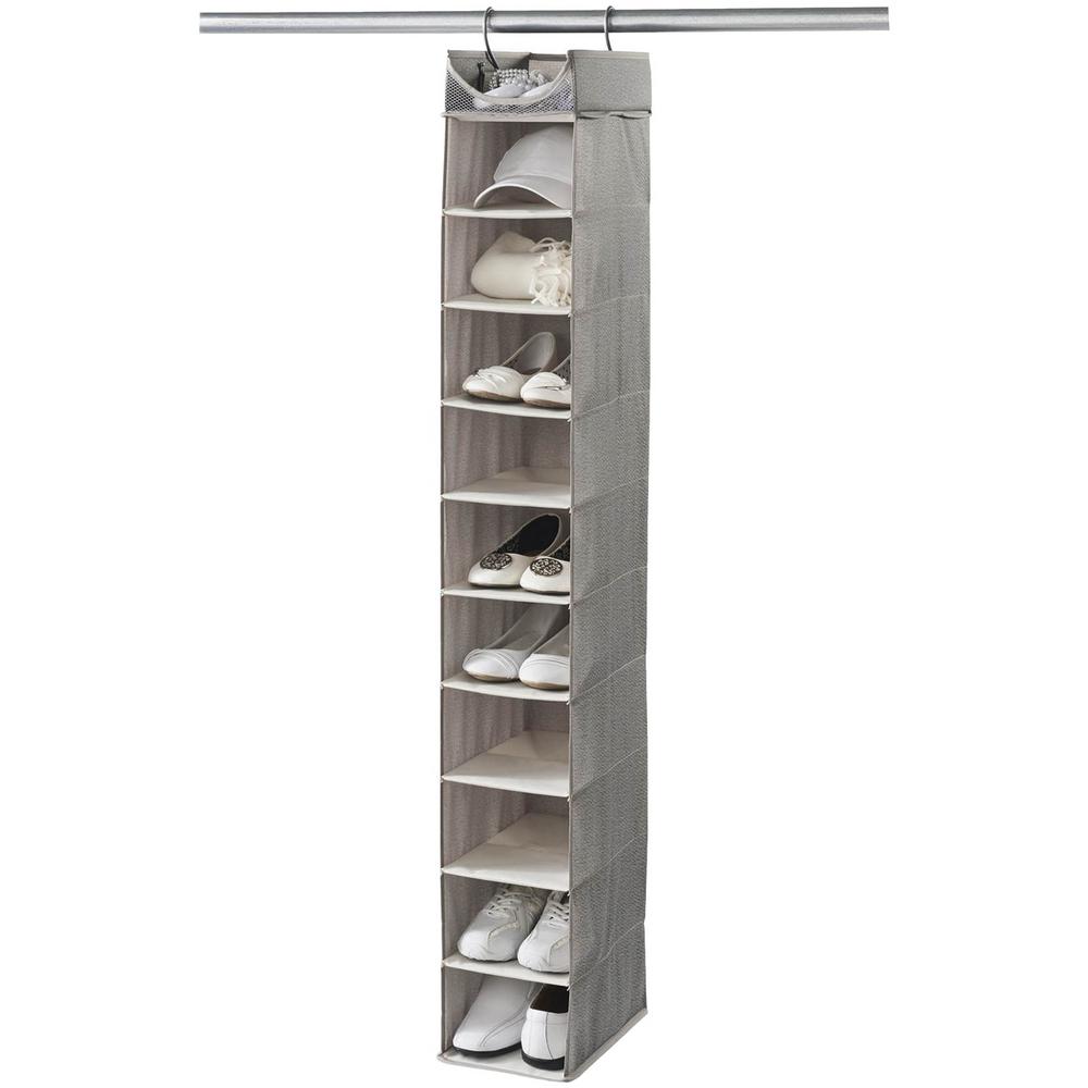 Neatfreak Harmony Twill 55 In H X 7 In W 10 Pair Hanging Closet And Shoe Organizer With Top Shelf 7751 The Home Depot