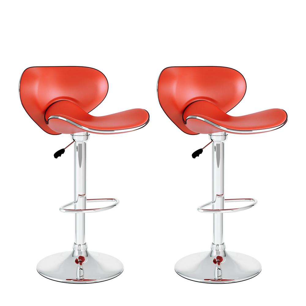 CorLiving Adjustable Height Red Leatherette Curved Form Fitting Swivel Bar Stool... by CorLiving