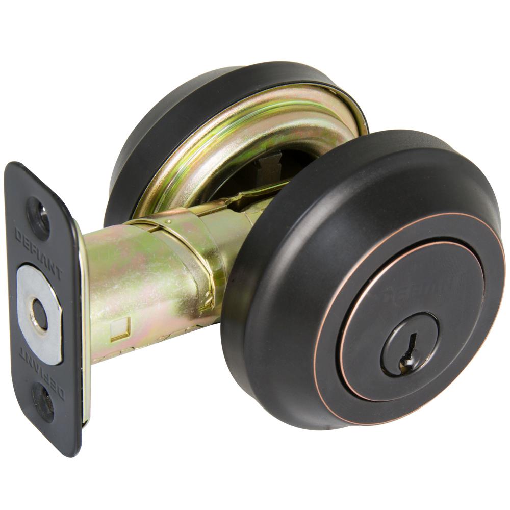 Aged Metal Double Cylinder Deadbolt Interior Exterior Door