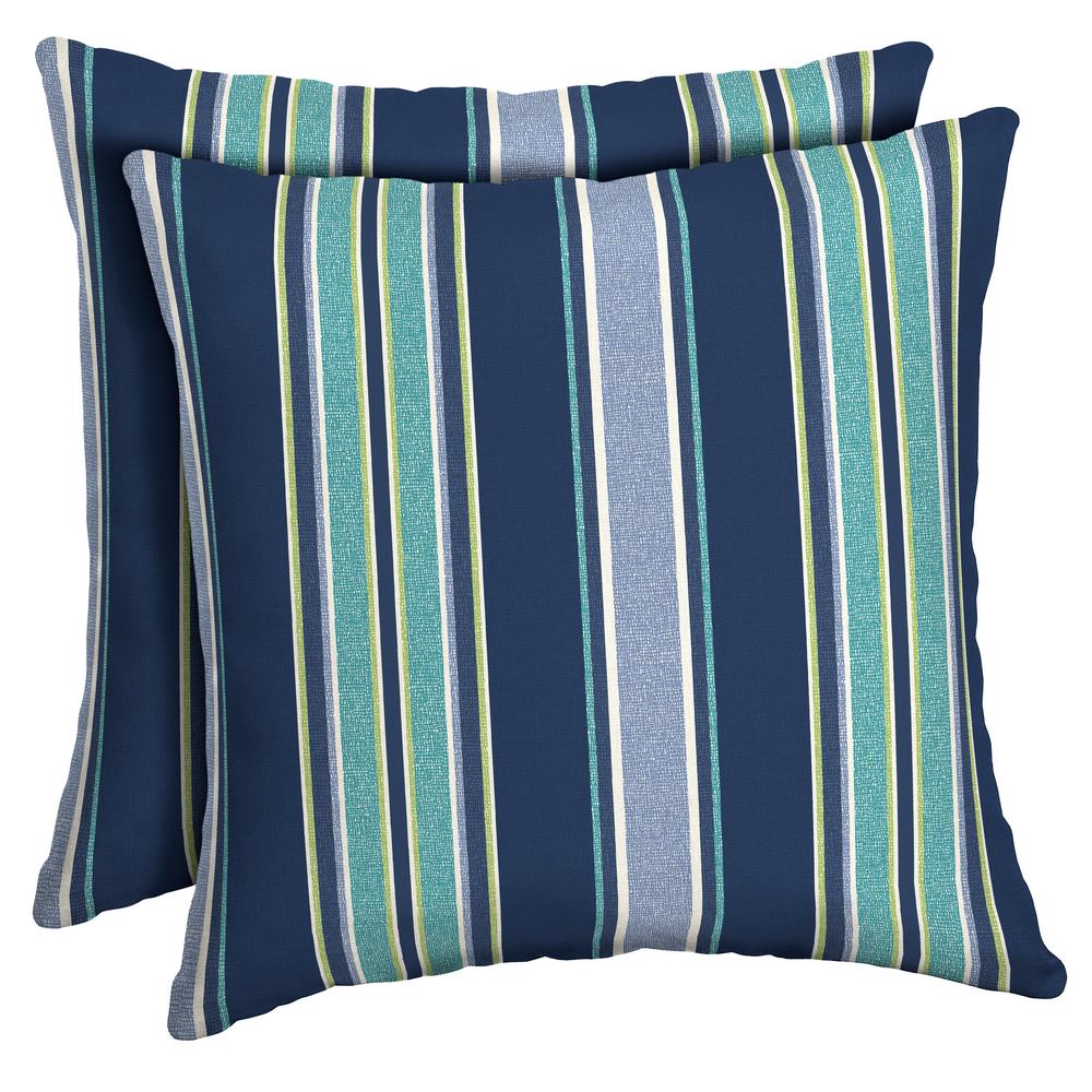 Arden Selections 16 x 16 Sapphire Aurora Stripe Square Outdoor Throw