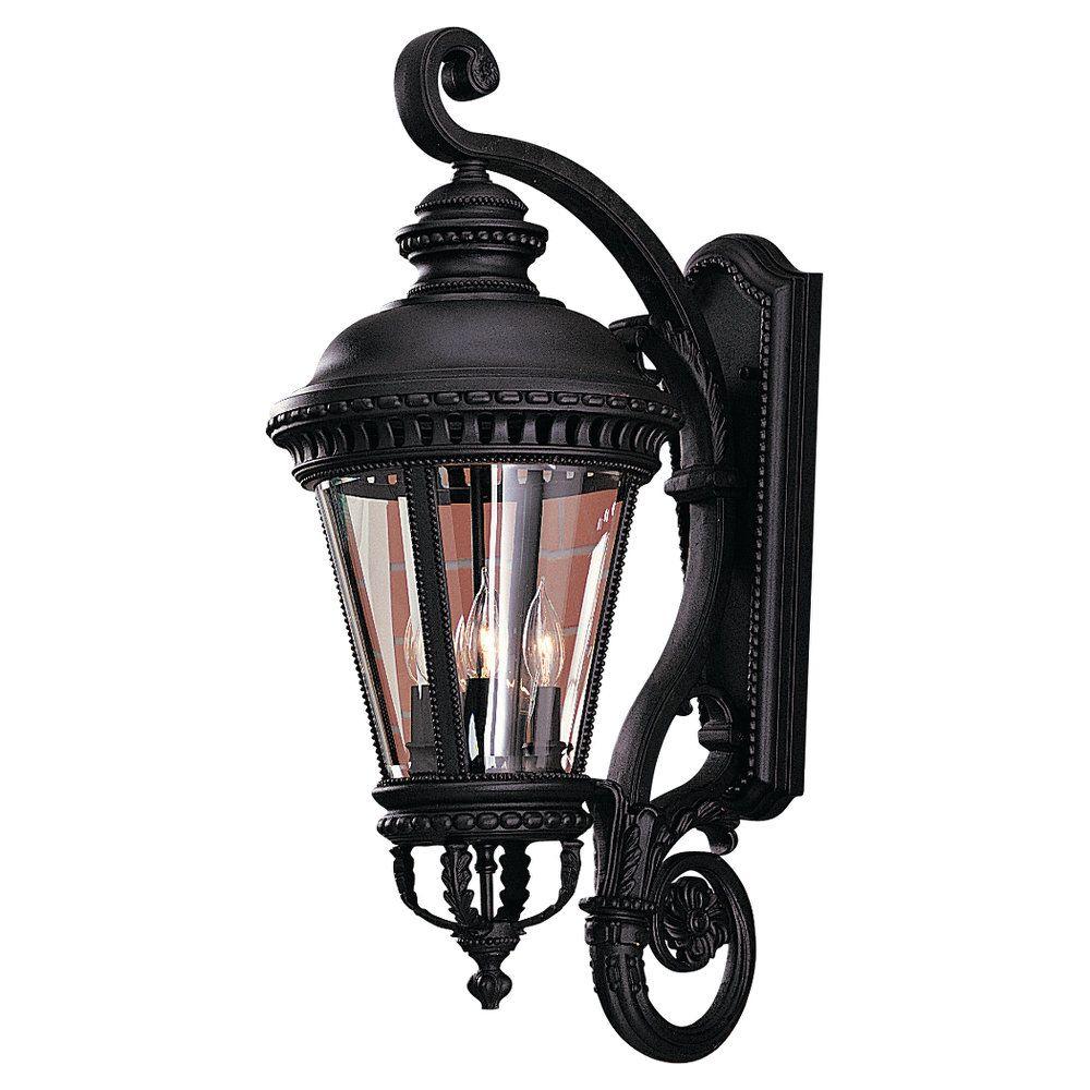 Feiss Outdoor Lighting The Home Depot Castle 4 Light Black Outdoor Wall Lantern