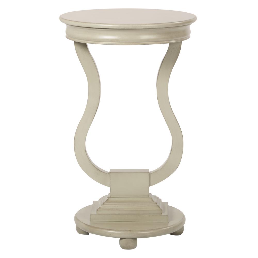 Decor Therapy Simplify Antique Iced Blue Pedestal Accent Table FR1561