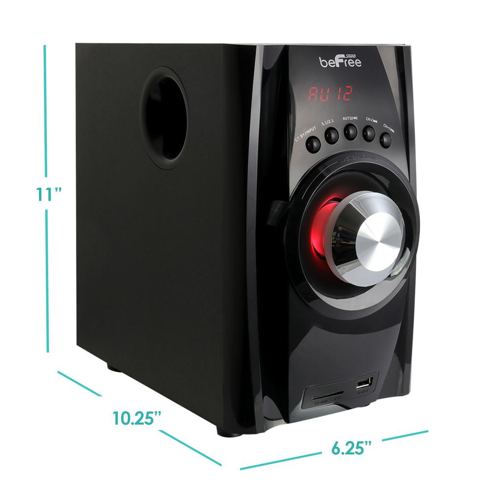 befree sound 5.1 channel surround sound bluetooth speaker system in black