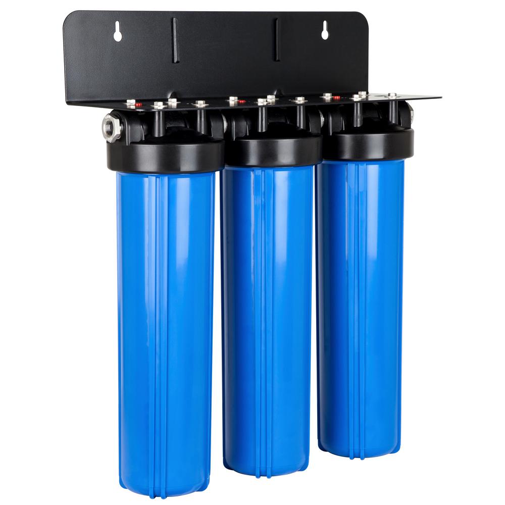 Vitapur 3 Stage Whole Home Water Filtration System VHF 3BB2 The Home   Black And Blue Vitapur Whole House Water Filters Vhf 3bb2 64 1000 