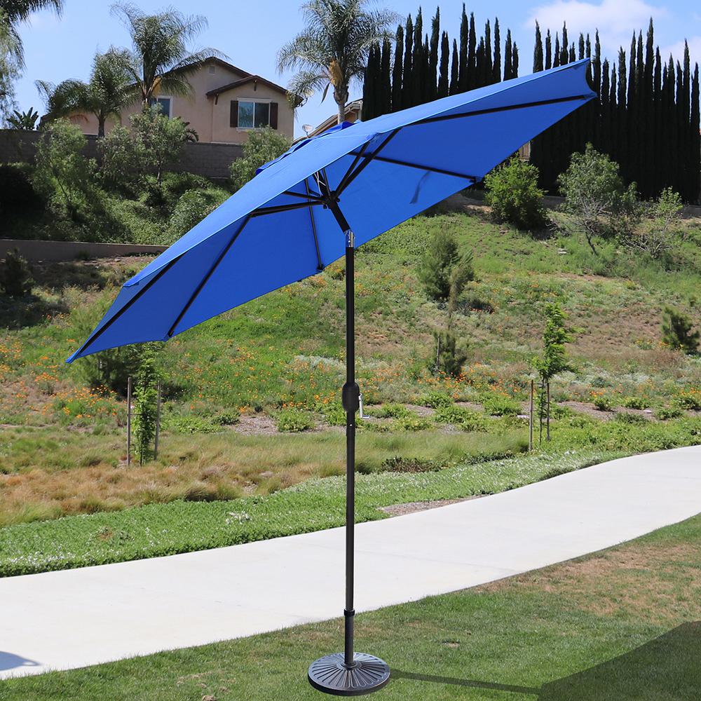 Maypex 9 Ft Steel Crank And Tilt Market Patio Umbrella In Royal Blue 300002 B The Home Depot