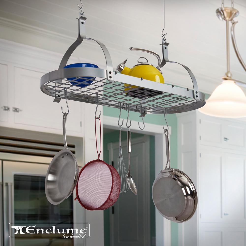 New Silver Oval Ceiling Rack With 12 Hooks