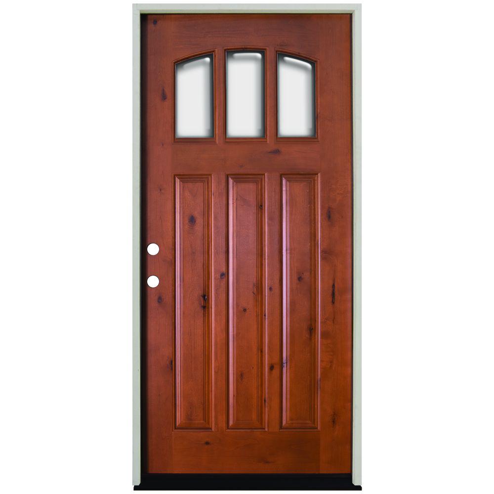 Steves & Sons 36 In. X 80 In. Craftsman 3 Lite Arch Stained Knotty ...