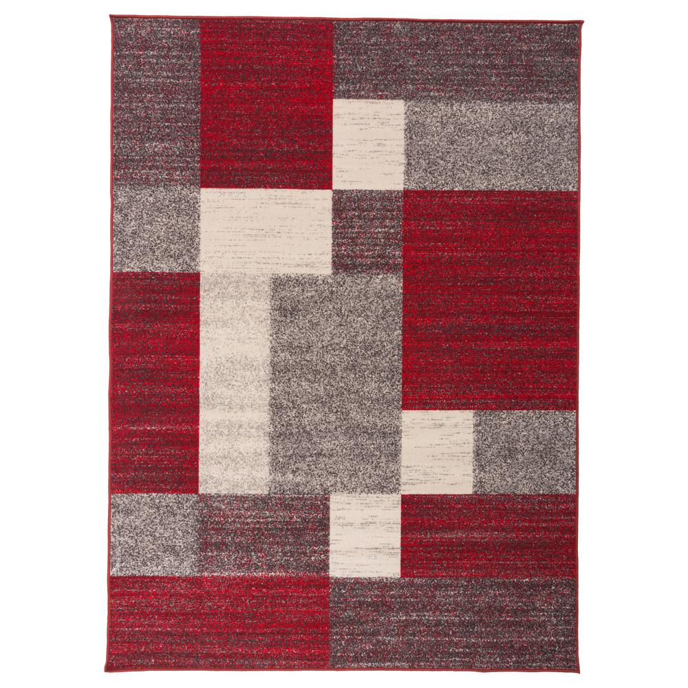 World Rug Gallery Geometric Bo Design Non Slip Skid Red 5 Ft 3 In X 7 Indoor Area
