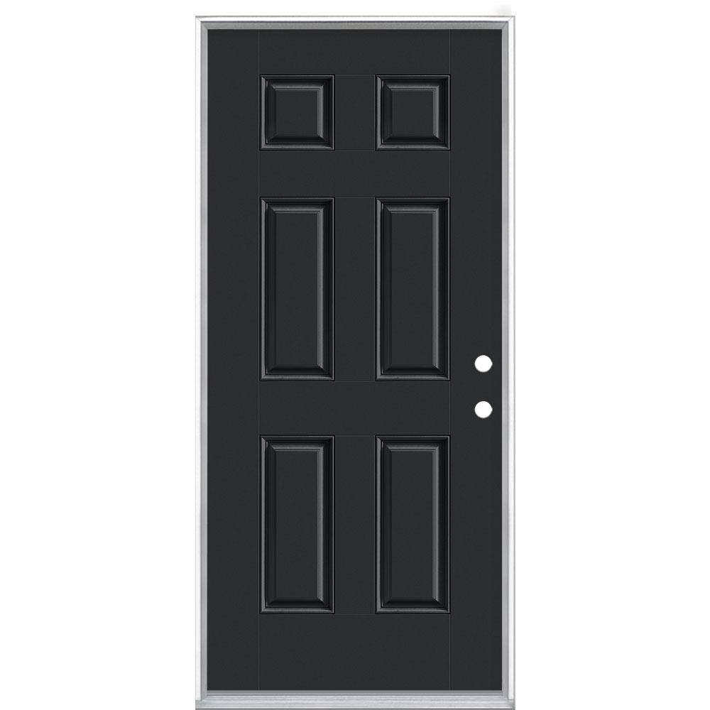 Masonite 36 In X 80 In 6 Panel Jet Black Left Hand Inswing