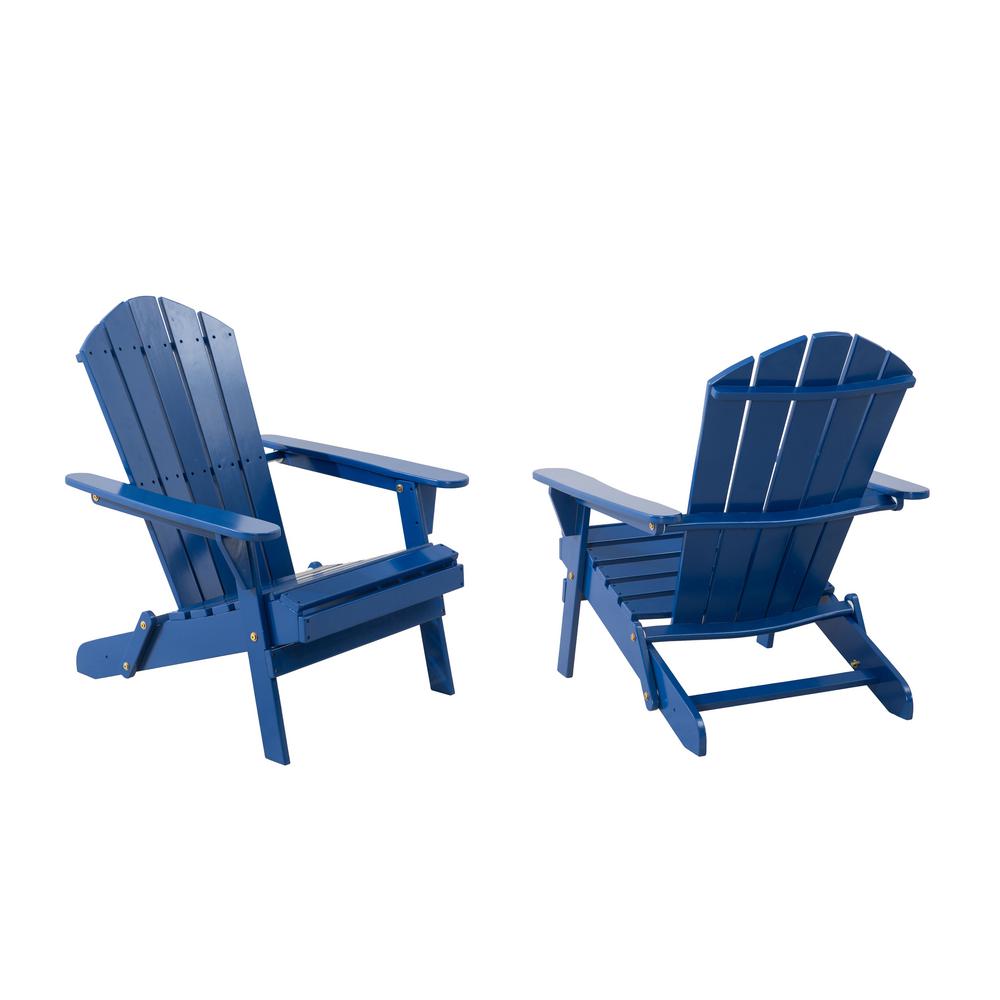 Hampton Bay Classic Mariner Blue Folding Wooden Adirondack Chair (2