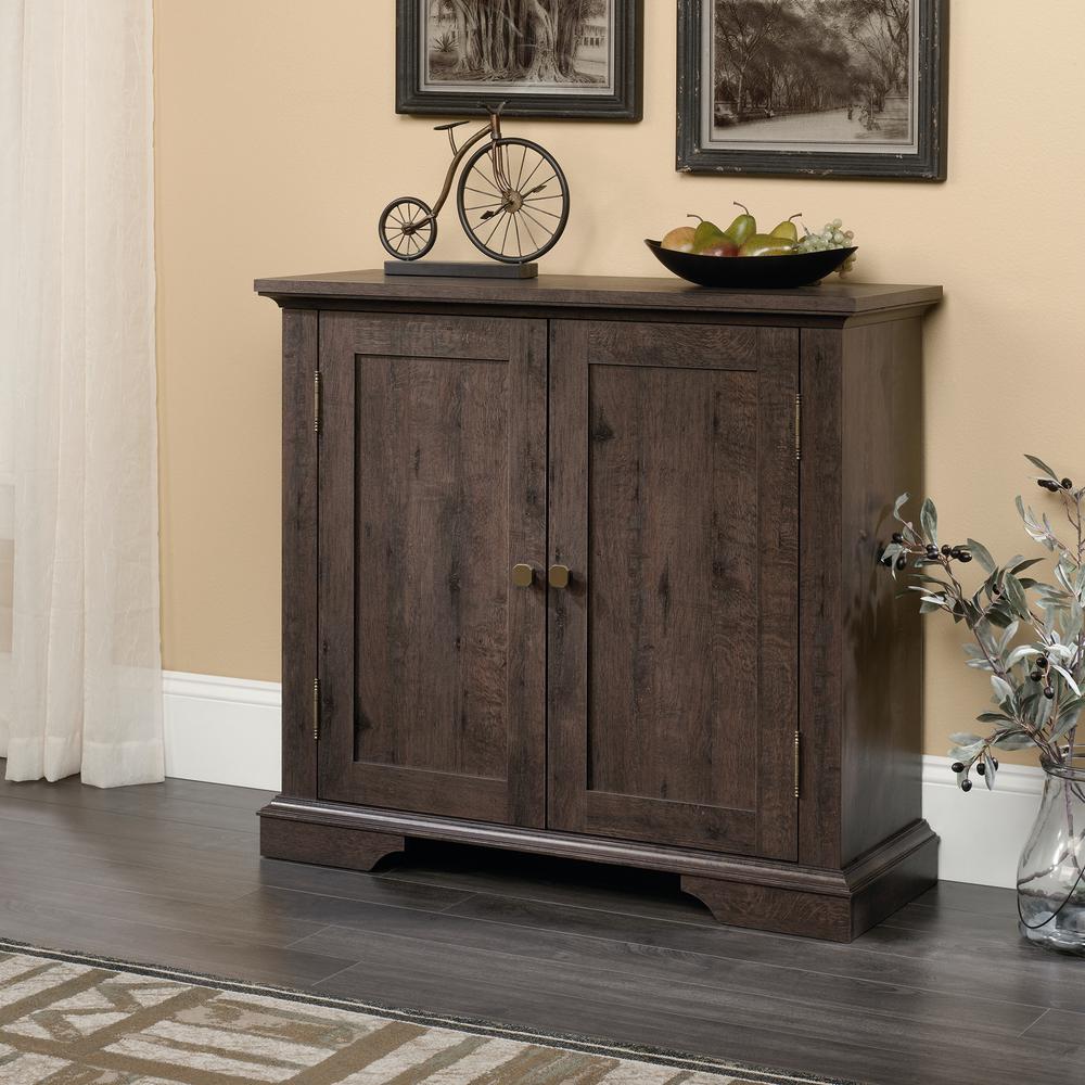 Sauder New Grange Coffee Oak Accent Storage Cabinet 419029 The