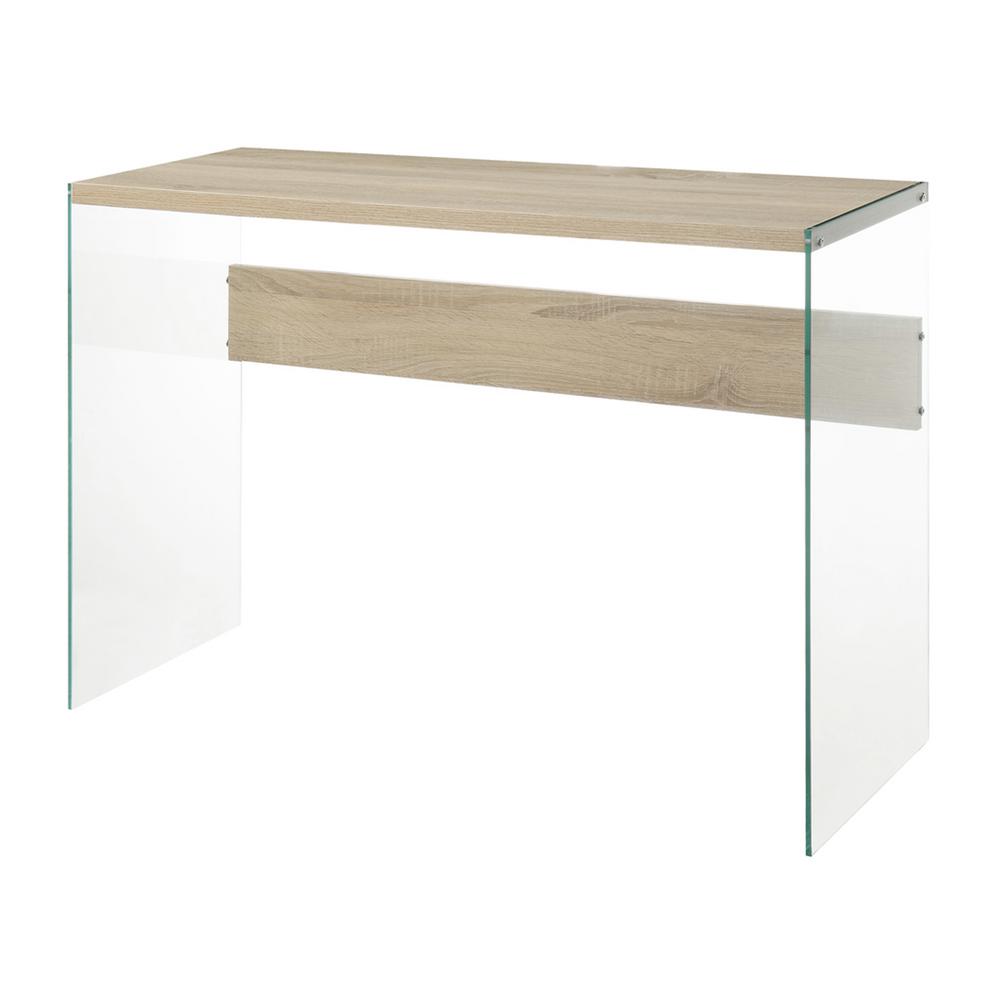 Convenience Concepts Soho Weathered White And Glass Console Table