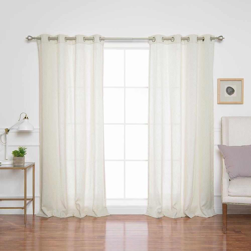 Best Home Fashion Natural Sheer Faux Linen Panels 84 In L X 52