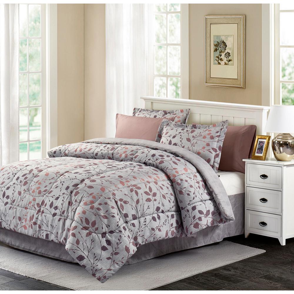 Brown Grey Jean 6 Piece Twin Bed In A Bag Set Brown Grey Jean 6 Piece Twin Bed In A Bag Set