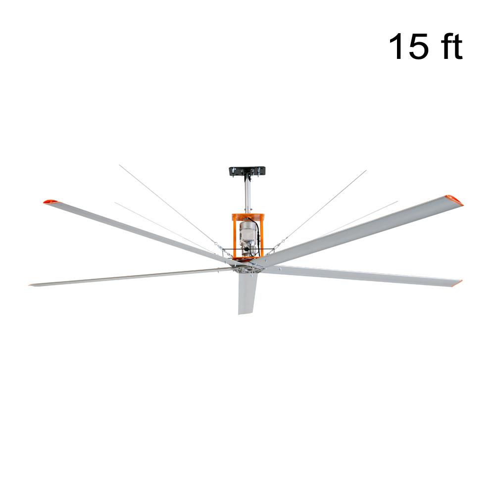 Commercial Electric 15 Ft Indoor Outdoor Silver Aluminum Industrial Commercial Electric 15 Ft Indoor Outdoor Silver Aluminum Industrial Warehouse Ceiling Fan With