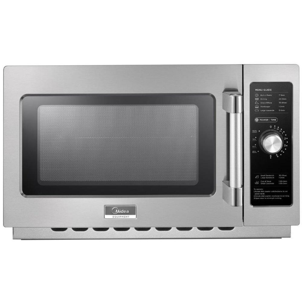 Midea 1 2 Cu Ft 1000 Watt Commercial Counter Top Microwave Oven In Stainless Steel Interior And Exterior