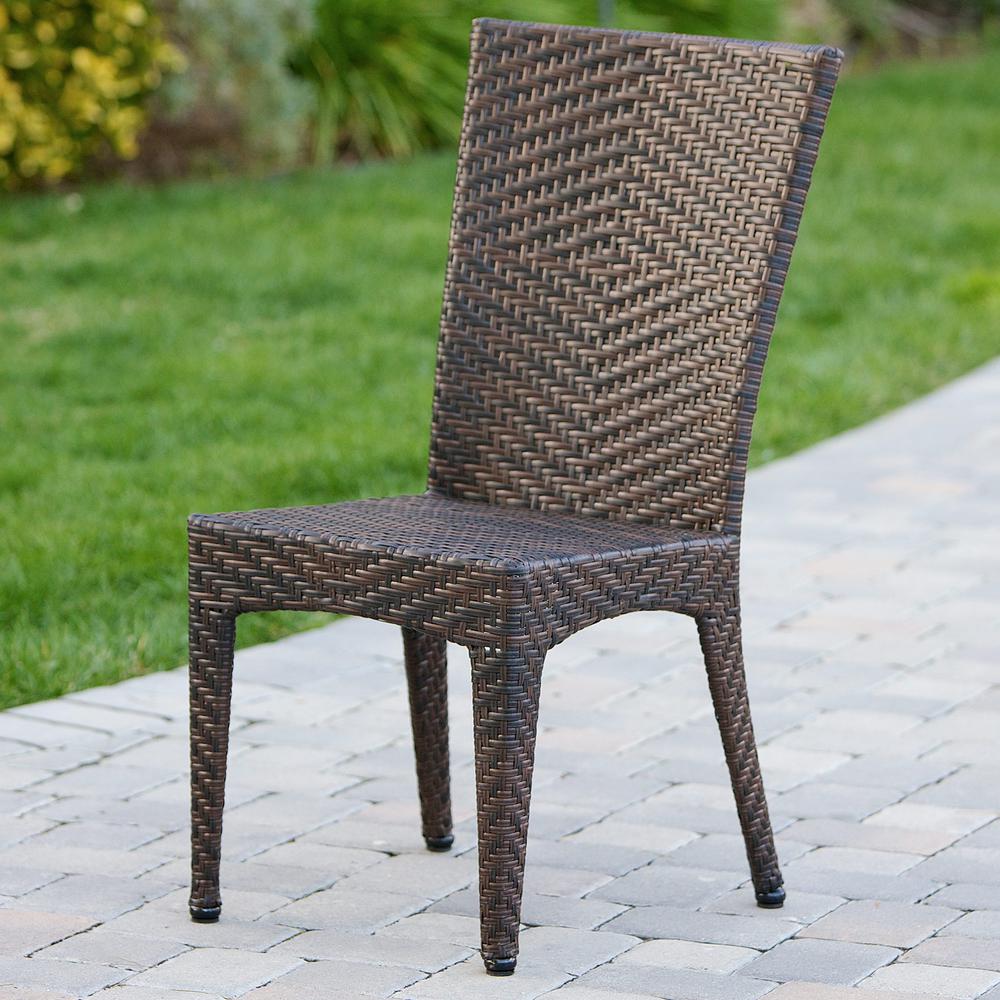 Noble House Brooke Multi Brown Wicker Outdoor Dining Chair Set Of 2 232459 The Home Depot