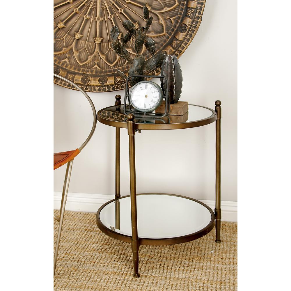Litton Lane Metallic Gray Round 2 Tier Accent Table 53896 The Home Litton Lane Metallic Gray Round 2 Tier Accent Table